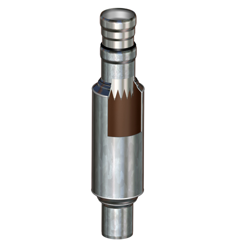 LORO-X Rattenstopp aus Stahl, feuerverzinkt, ohne Reinigungsöffnung, nach DIN EN 1123 mit erhöhtem Qualitätsstandard, mit 2-Kammern-Steckmuffenverbindung, Baustoffklasse A1, formstabil, bruchfest, rückstausicher, langlebige Innenbeschichtung gemäß DIN EN ISO 2178 auf Basis einer 2K-Epoxid-Kombination, Farbton: Rotbraun, aufgeweitetes Rohr mit innenliegenden spitzen Zacken, wodurch den Ratten und Tieren ein Hinaufklettern verhindert wird. DN 100.