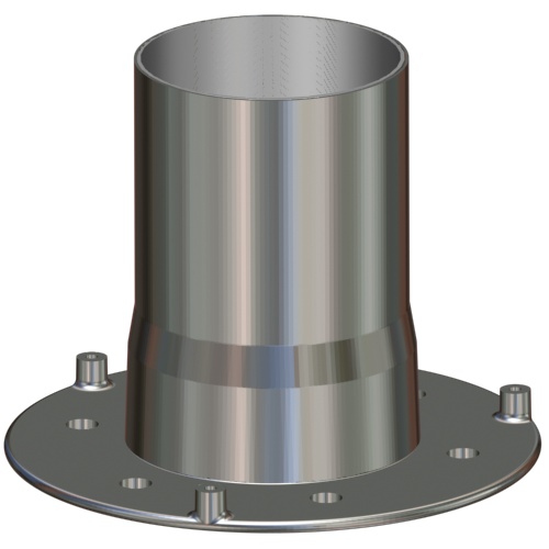 LORO-Losflansch mit variablem Stauelement für Attikaabläufe, Lochkreis 190 mm, Wehrhöhe angeben.